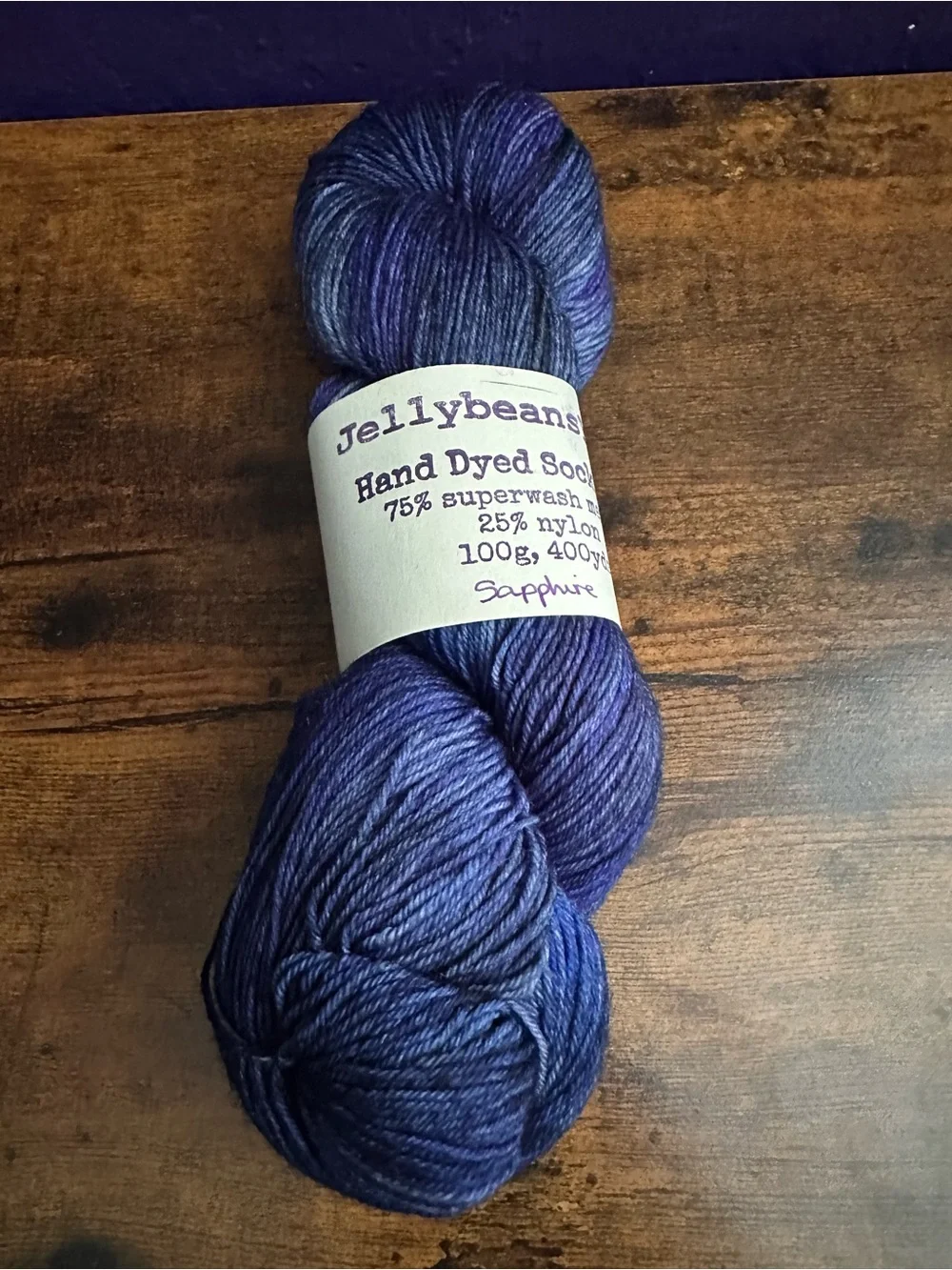 JellybeansYarn Hand Dyed Sock Yarn Sapphire | SW Merino Nylon